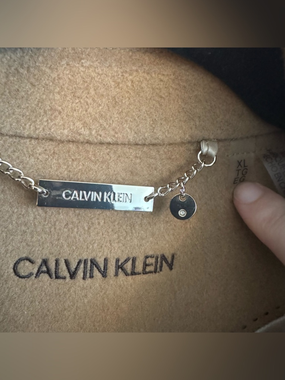 Calvin Klein Women's Camel Single-Breasted Pea Coat - Picture 2 of 3